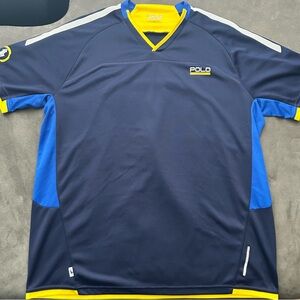 Polo by Ralph Lauren Men's Blue and Yellow Jersey size L